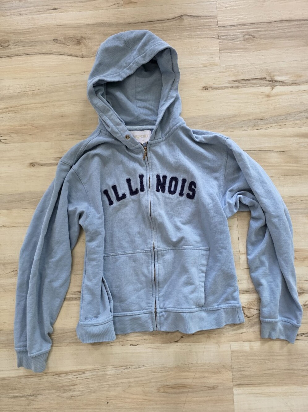90s/Y2K JanSport Powder Blue Illinois Collegiate Lettering Full Zip Hoodie M